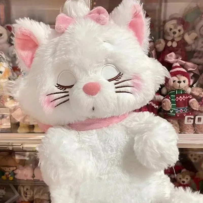 Kawaii Disney Marie Cat Plush Toy The Aristocats Plushies Doll Cartoon Sleepy Face Marie Bow Soft Stuffed Animals Cute Girl Gift