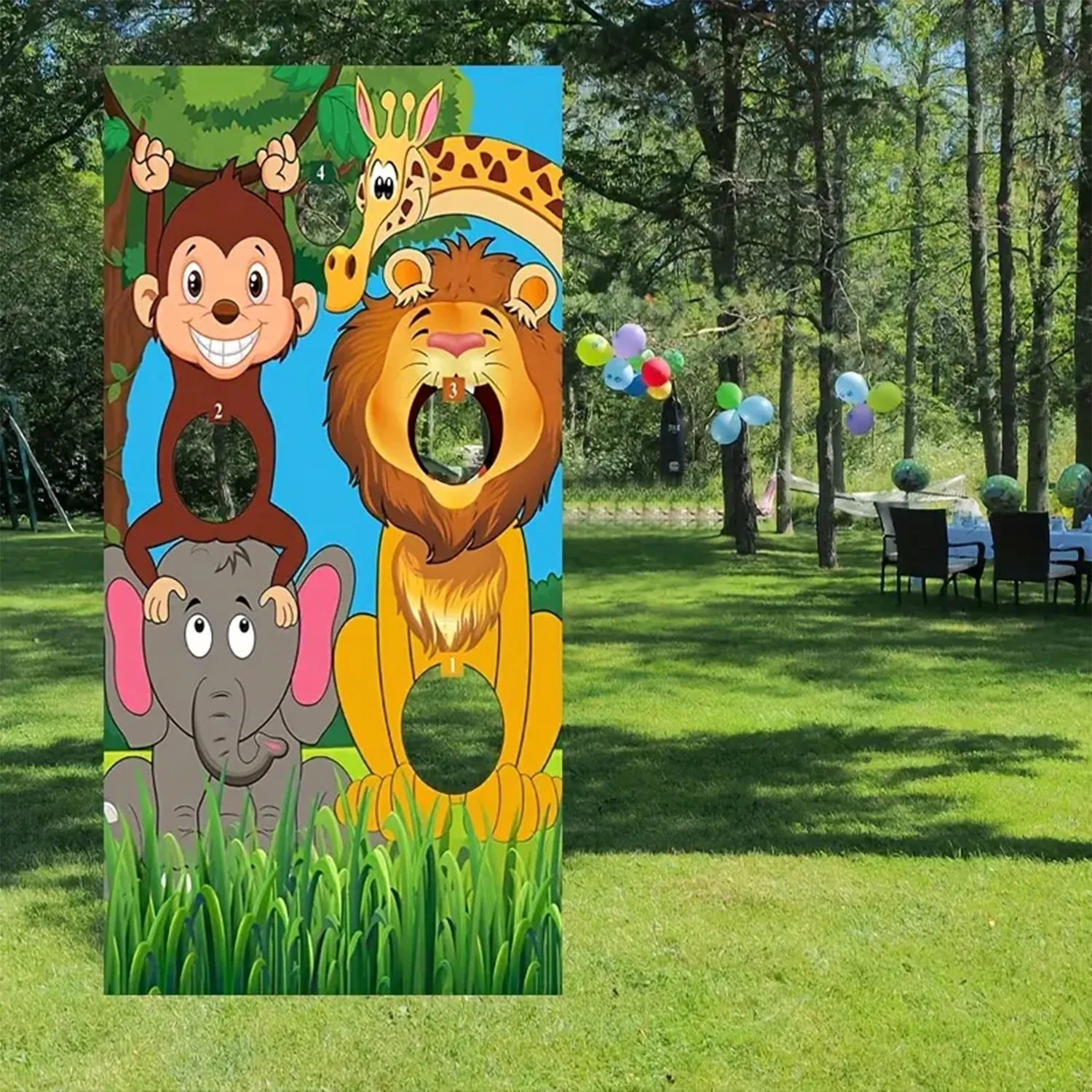 Jungle Wildlife Park Beanbag Throwing Game Set -3 Sandbags, perfect for family gatherings and themed events