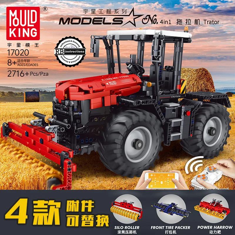 MOULD KING MOC High-Tech truck The RC 17020 4 in 1 Tractor Fastrac Set Building Blocks Bricks Kids Educational Toys