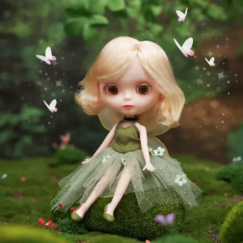 

New The Forest Fairy Bjd Moving Figure Classic Moving Four Kinds Of Eyes Green Dress Kawaii Girls Decoration Diy Clothing Gifts