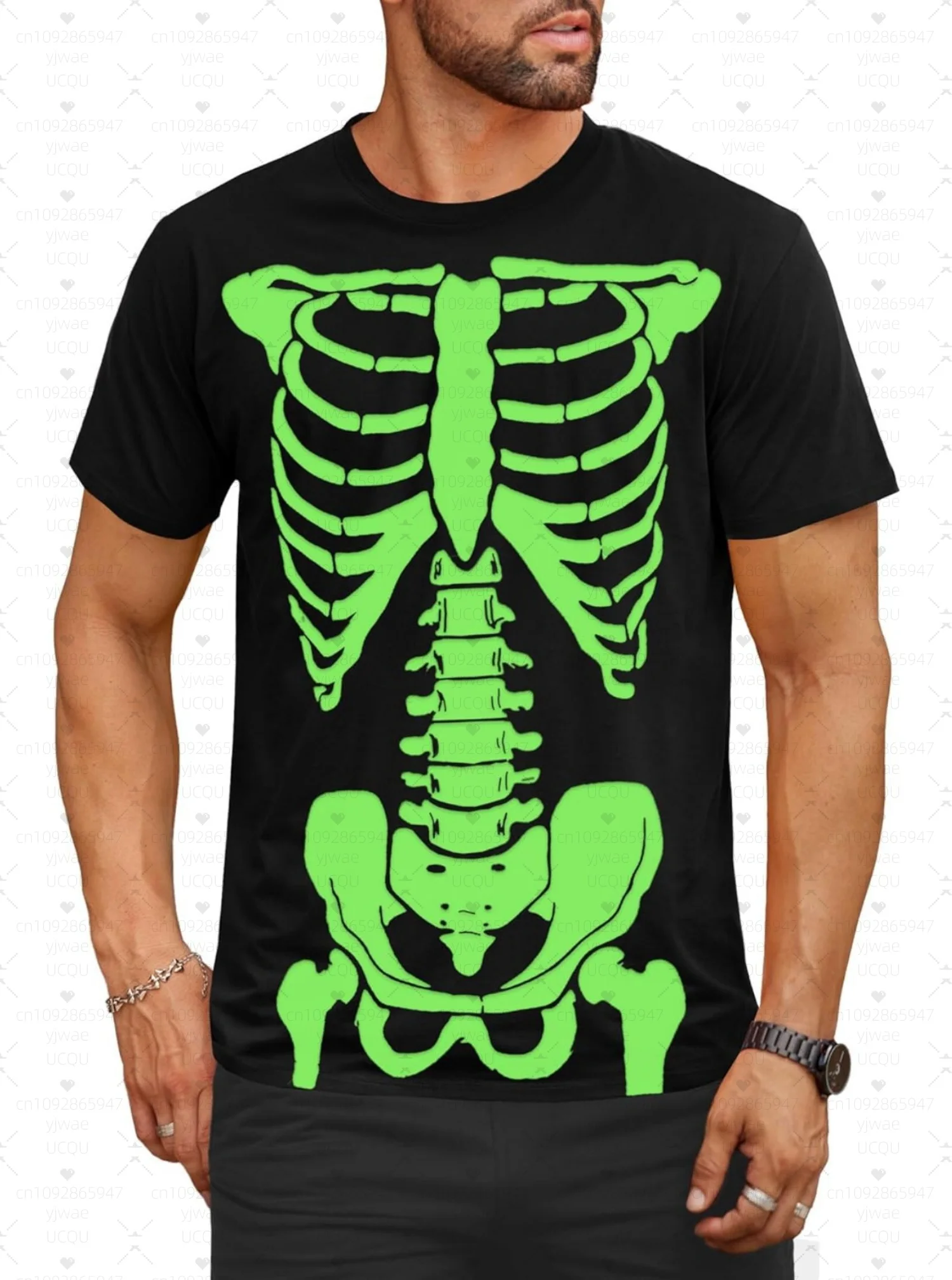 2025 هالوين الرجال ثلاثية الأبعاد هيكل عظمي الجرافيك تي شيرت تي شيرت قصير الأكمام تي شيرت طاقم الرقبة قميص مصمم الرعب ملابس الحفلات