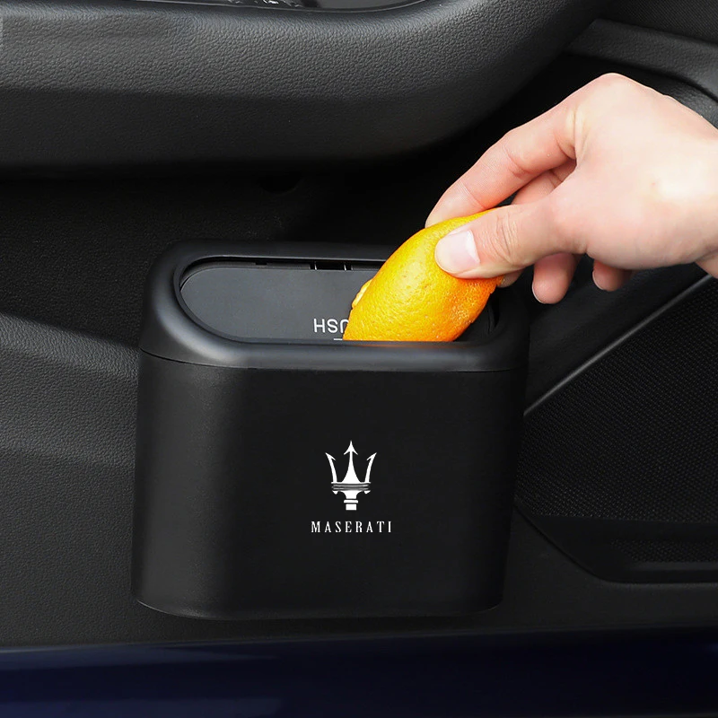 Car Trash Bin Hanging Vehicle Garbage Dust Case For Maserati Granturismo Quattroporte Levante Grecale Coupe GTS Auto Accessories