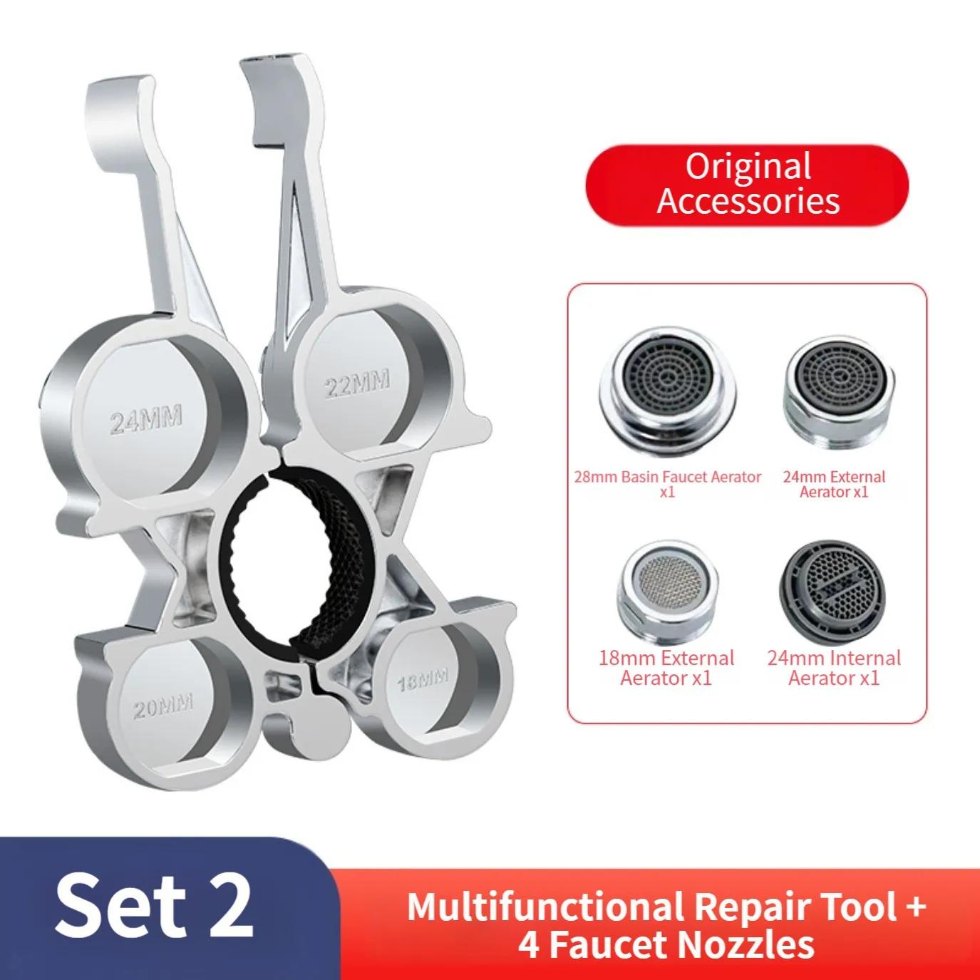 Stainless Steel Multi Tool 12 in 1 Faucet Aerator Wrench with Precision Fit for Kitchen and Bathroom Faucet Use