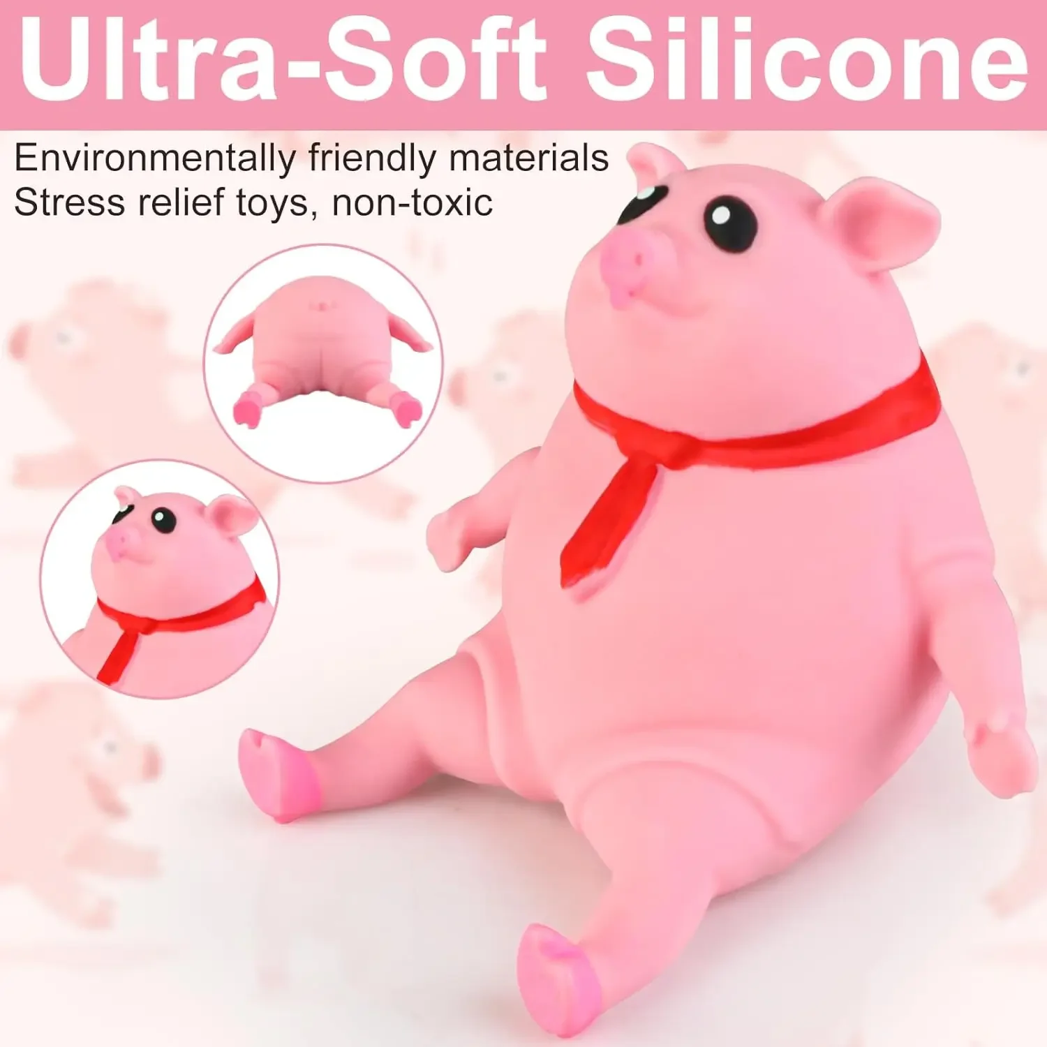 Süßes Squishy Pig Stress Relief Pig Squeeze Toys to Anxiety, lustiges Stretch-Tier-Spritzer-Spielzeug für Autismus und ADHS Dekompressionsspielzeug