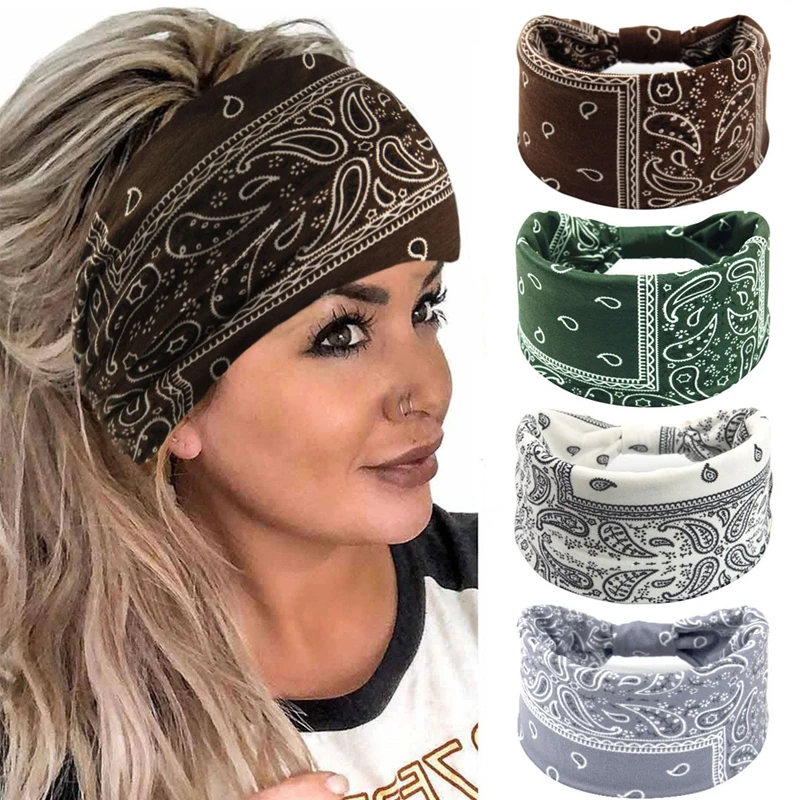 Headband Bohemian cashew Yoga Headband Anti-perspirant absorbent elastic cotton headband knot scarf