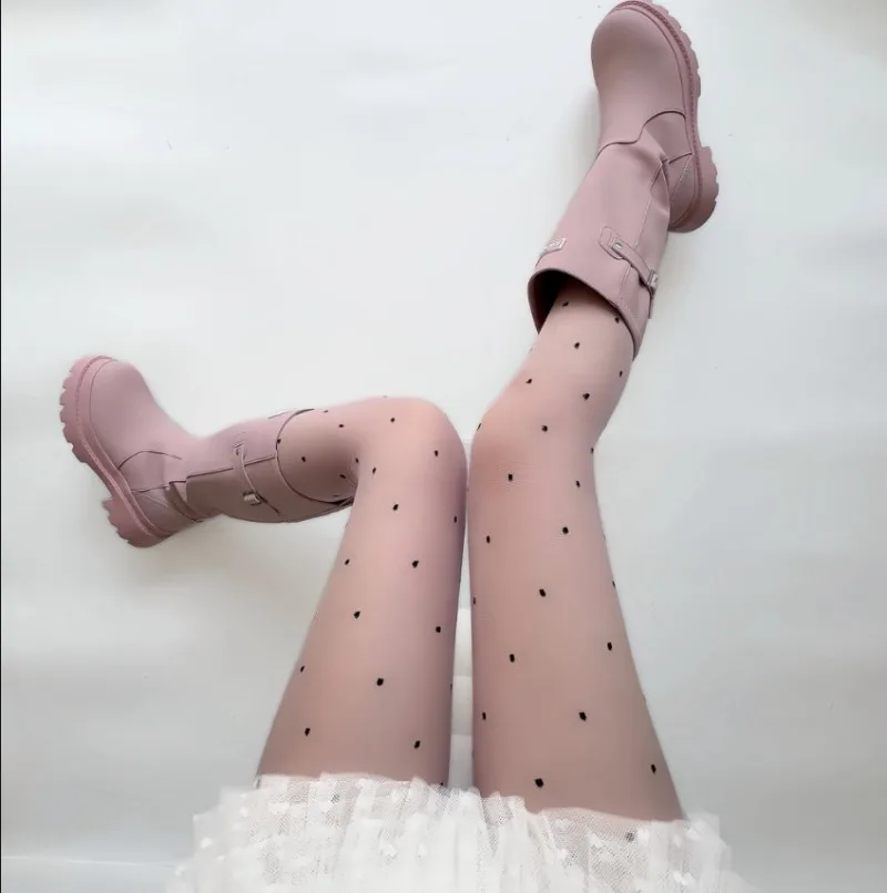 

Корейский повседневный стиль, серые колготки в горошек в стиле ретро, французские винтажные эстетические весенне-летние легкие черные прозрачные носки для девочек