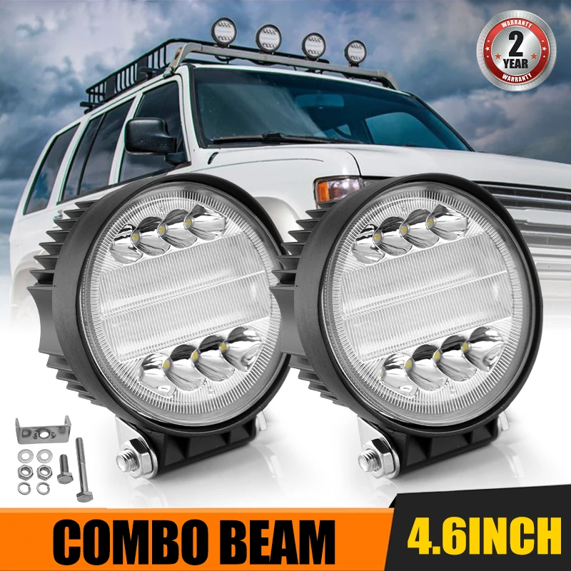 

4.6inch Led Work Light 12V 24V 4x4 Offroad Spot Flood Combo Light 6500K White Auto Fog Lights Motorcycles Headlights Car Truck