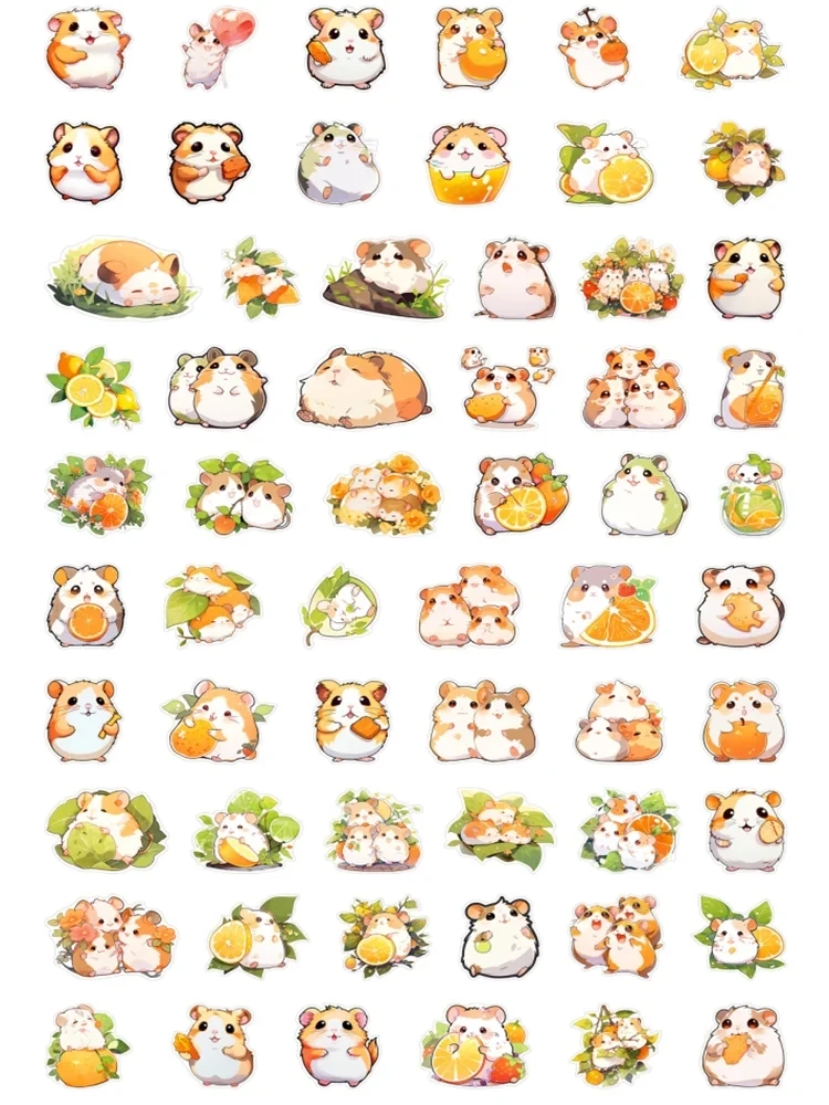 62Pcs/Lot Cartoon Guinea Pig Stickers Cute Graffiti Decal DIY Junk Journal Stationery Supplies Scrapbooking Toy Wall Sticker