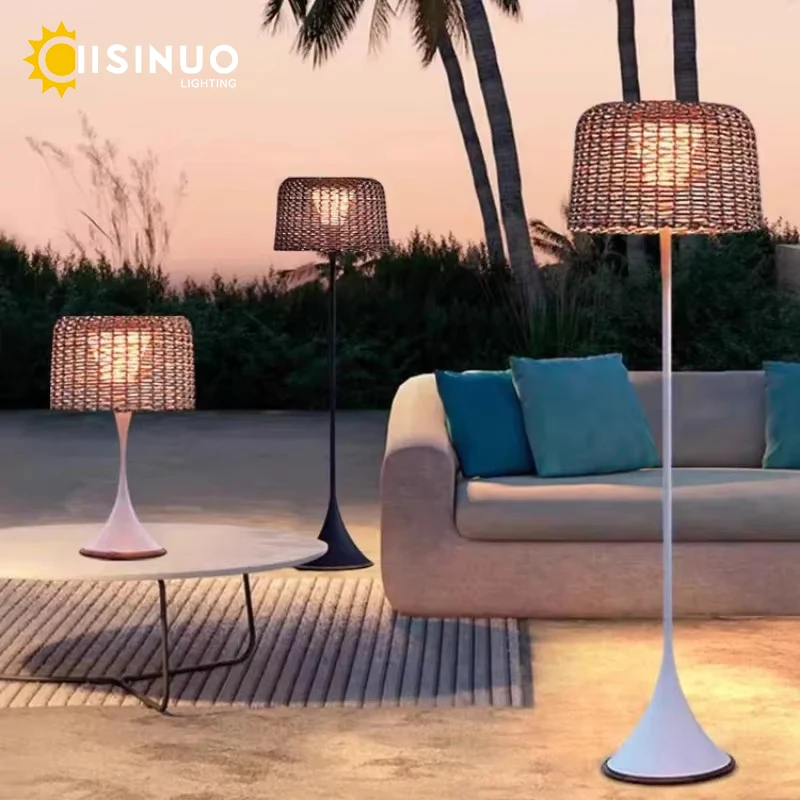 Advanced Outdoor Light Waterproof Villa Garden Lawn Lamp Simple Fashion Outdoor Floor Lamp Garden Lawn Hand-Woven Rattan ArtPlug