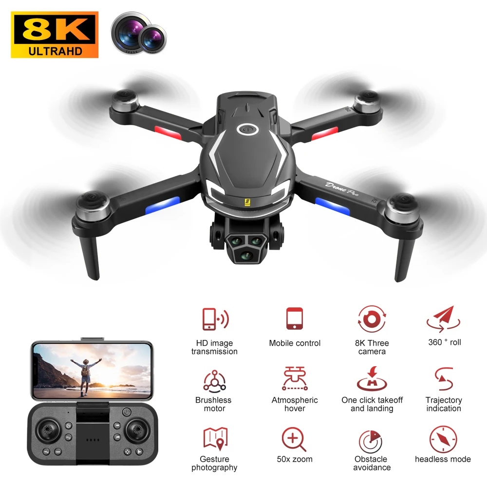 Picture 4: V888 Drone 8K GPS Triple Camera Professional Obstacle Avoidance Optical Flow Positioning Brushless V88 Upgraded RC Quadcopter
