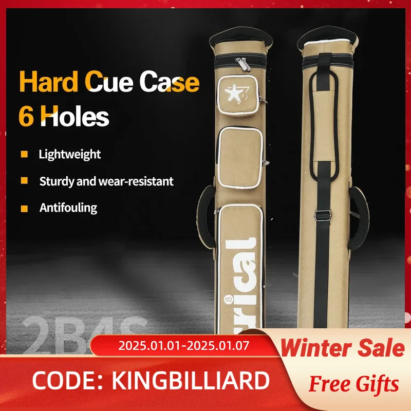 CRICAL Billiard Cue Case 6 Holes 2 Butts 4 Shafts Blue Black High Capacity Oxford Canvas Bag Carry Sturdy Wear-resistant Case