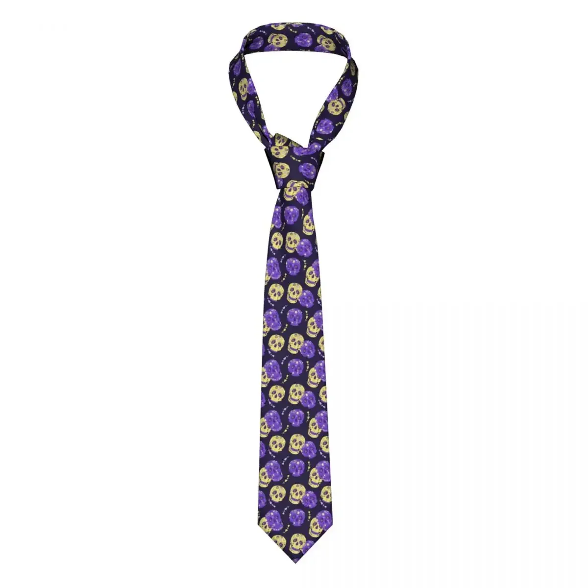 

Colorful Vintage Pooky Flowers Tie Terror Skull Ties Daily Wear Cravat Wedding Necktie Narrow