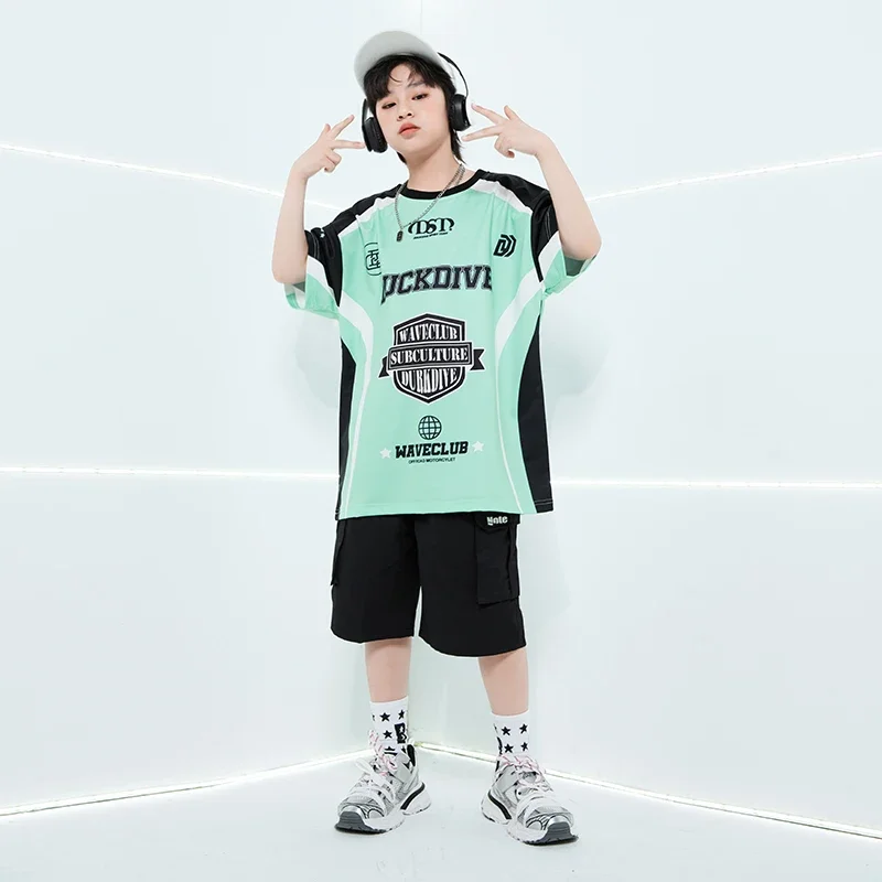 Ballsaal Hip Hop Jungen T-shirt Street Dance Cargo-Shorts Mädchen Sommer Kühlen Streetwear Kinder Kleidung Sets Kinder Bühne Kostüme