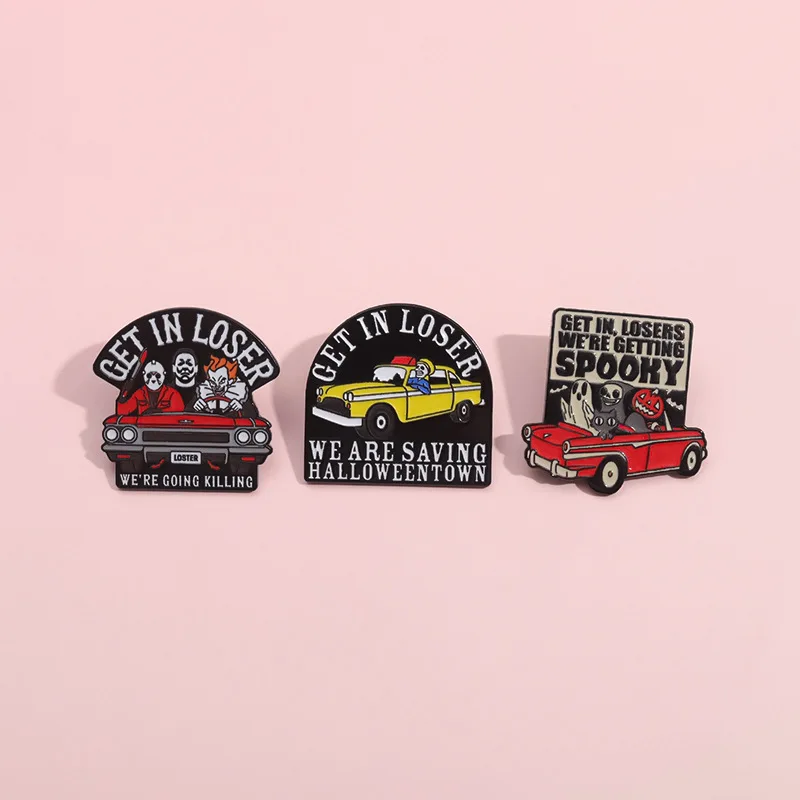 屋外旅行バスの金属ブローチ、創造的な車のバッジ、ココナッツの木、日没、自転車のエナメル、パンクピン、友人へのジュエリーギフト