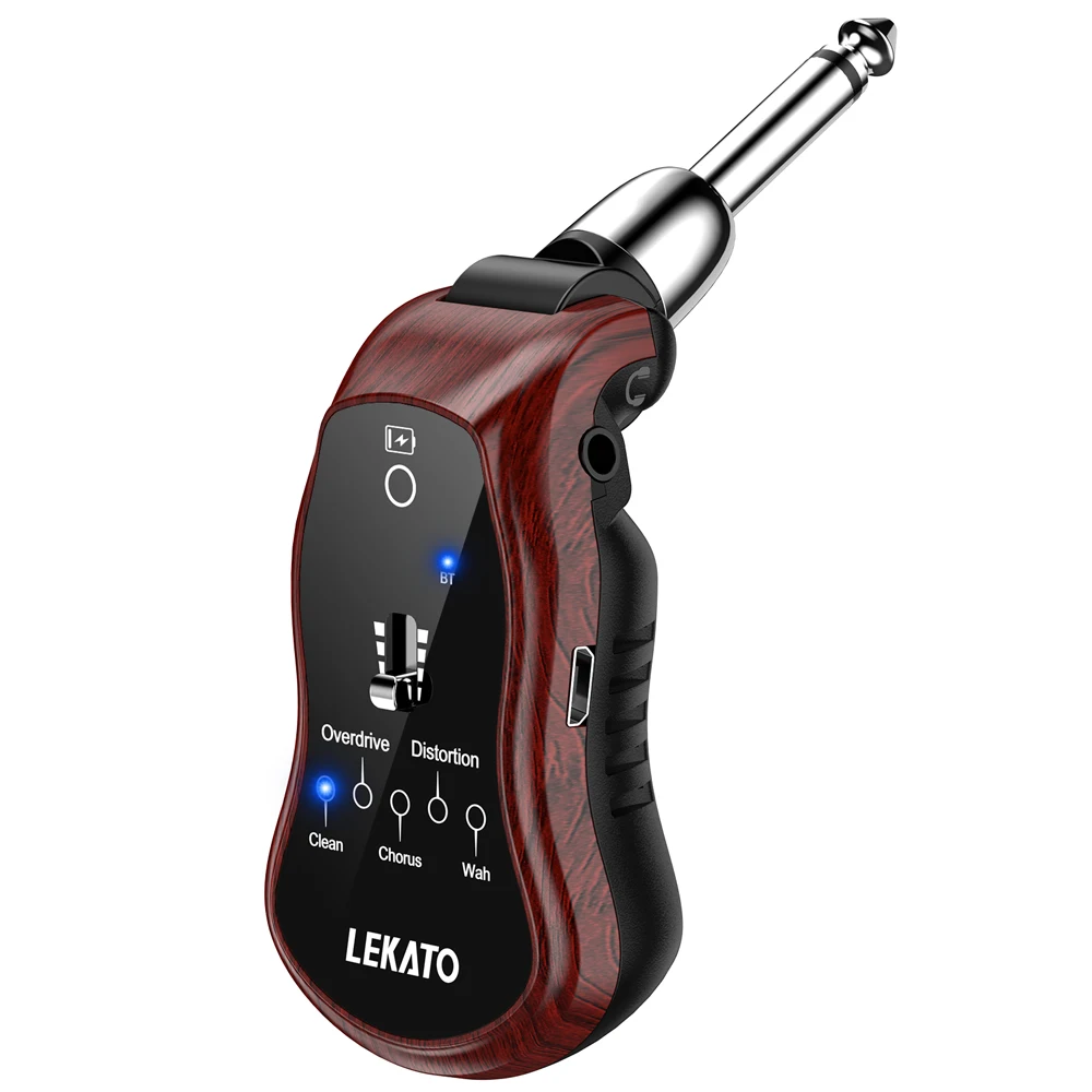 LEKATO B6 guitar headphone amplifier Guitar Effect Pedal Guitar Practice Effects Synthesizer W/ 5 Effects Rechargeable USB