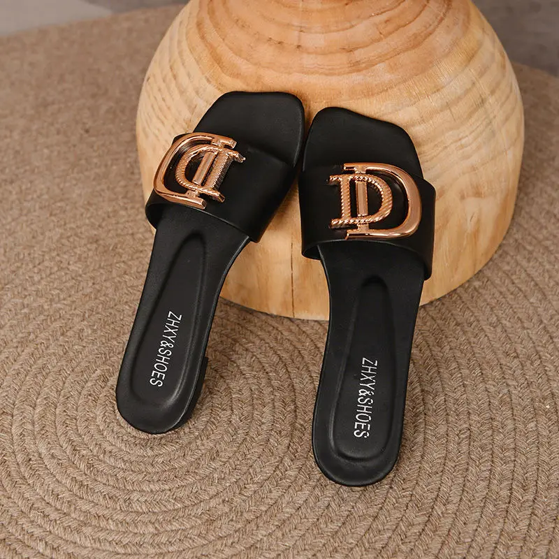 Sandalias planas antideslizantes para mujer, zapatos de playa, chanclas de verano, novedad de 2023