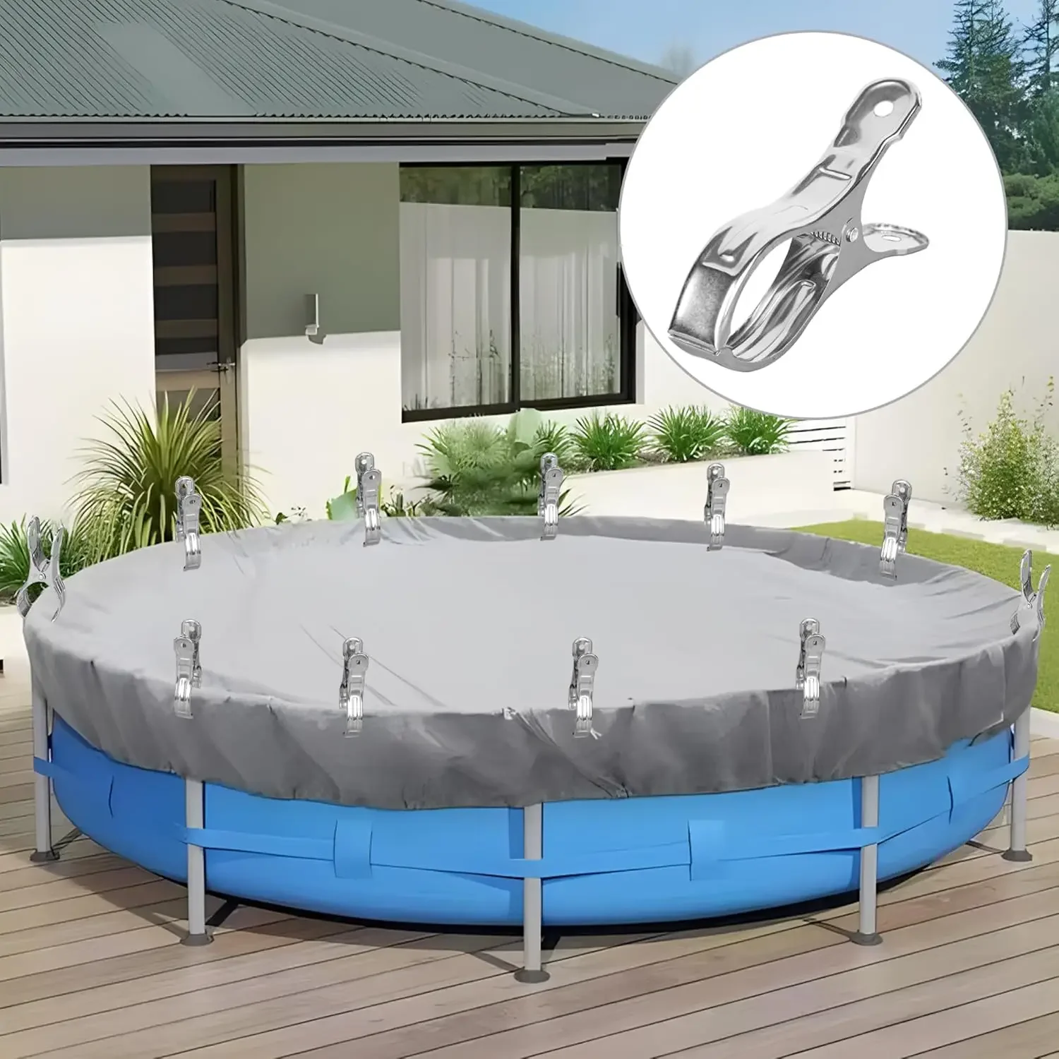 

Pool Cover Clips Stainless Steel Wind Guard Clamps 4.7 Inch Large Pool Covers Clamps Heavy Duty Swimming Pools Windproof Clips