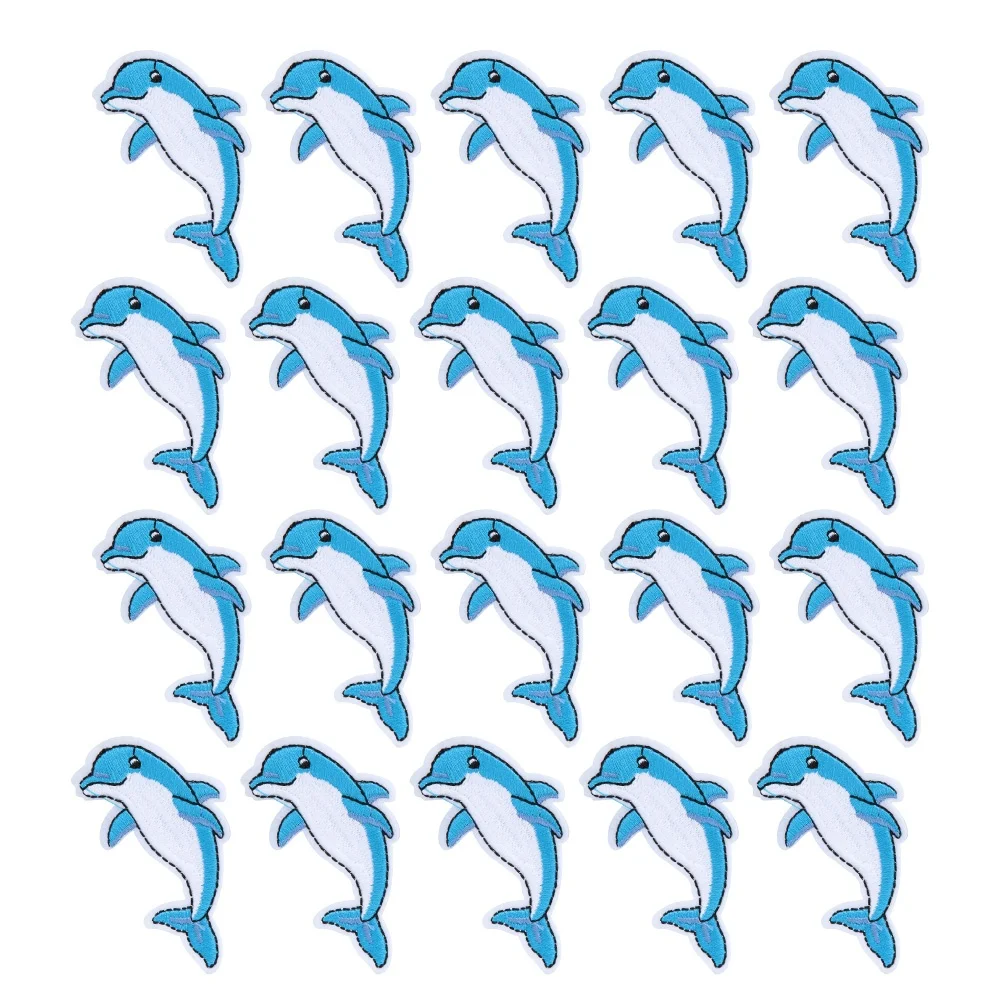 20Pcs HandMade Dolphins Pattern Sewing Embroidery Cloth Patches Clothes Accessories