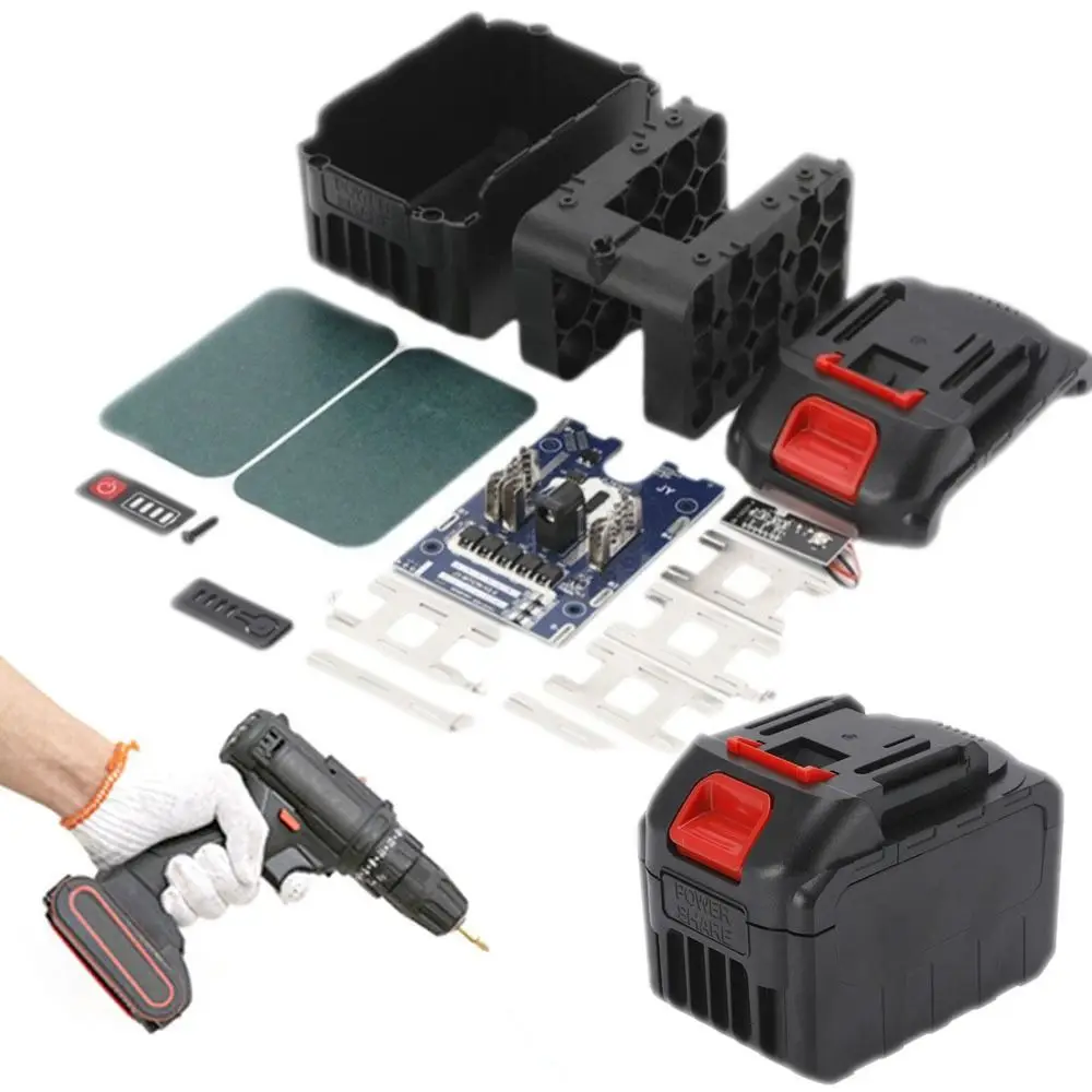 علبة بطارية بلاستيكية مكونة من 15 قسمًا علبة بطارية ليثيوم كبيرة 18650 مادة غلاف البطارية لملحقات ماكيتا