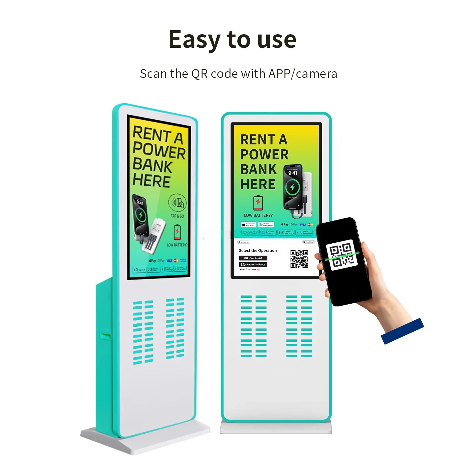 48 Slots Sharing Powerbank Station with 43 Inch LCD Screen Pos Stadium Airports Malls