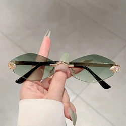 KAMMPT Rimless Polygon Sunglasses Men 2025 New Gradient Ocean Lenses Decor Shades Women Ins Trendy Stylish Design Sun Glasses