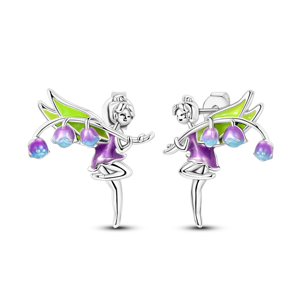 925 Sterling Silver Purple Lily of the Valley Elf Stud Earrings For Lady S925 Jewelry Party Exquisite Birthday Gifts