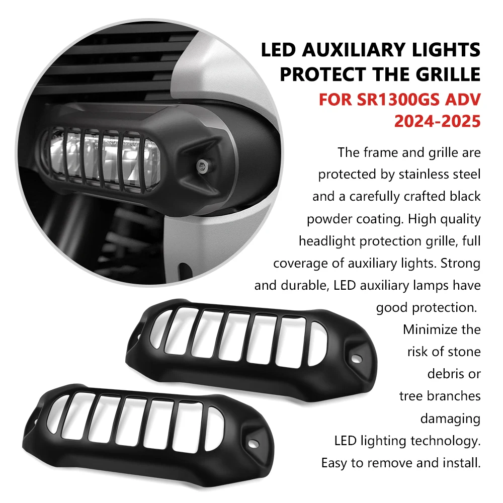 For R1300GS ADV R 1300 GS Adventure 2024 2025 Turn Signal Protector Grille Mesh LED Auxiliary Light Cover Motorcycle Accessories