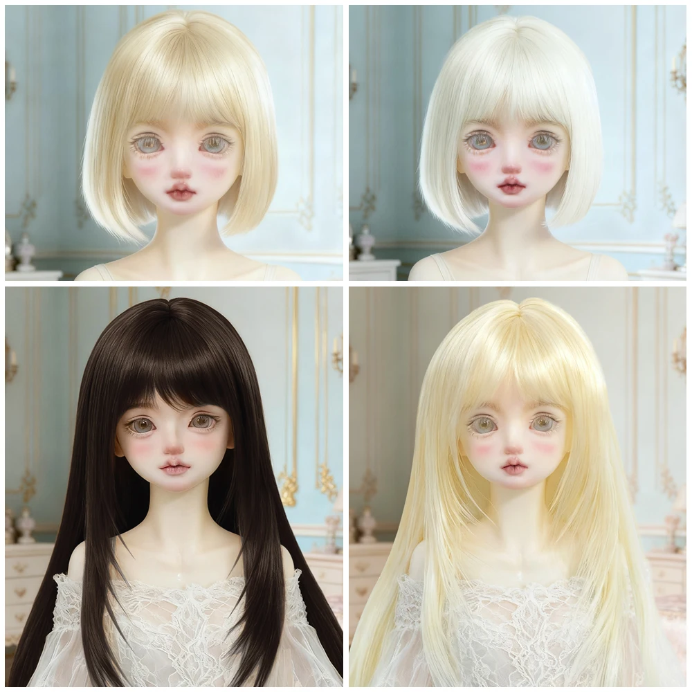 1/4 1/6BJD mohair wig Soft High-layered long hair Air bangs cute short straight hair for30-40cm SD DD Doll Wig Accessories 6-8in