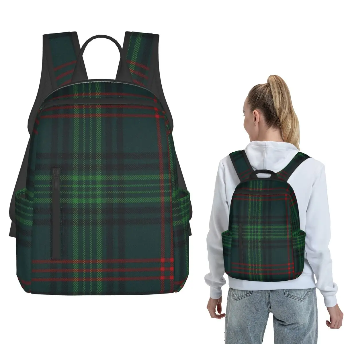Outlander Leather And Tartan Scottish Art Backpack Large Capacity Boys Girls BookBag School Bag Shoulder Bags for Men Women