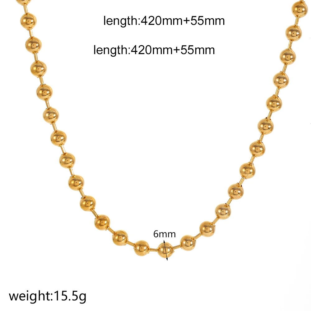6/8mm Edelstahl-Kugelketten für Damen und Herren in Gold-/Silberfarbe mit Metallanhänger in Form eines dicken Pfirsichherzens – Detail 8