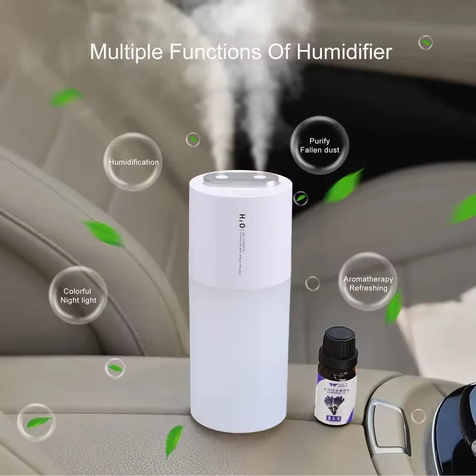 Zai Xiao-humidificador de aire para coche, doble puerto de pulverización, difusor de aire de niebla grande con luz LED para Auto Armo, accesorios de oficina en casa, Cool Mi