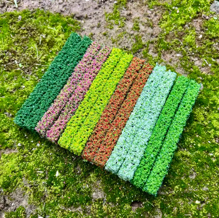 Micro tira de arbustos en miniatura, mesa de arena artesanal, Kits de modelos en miniatura para hacer valla al aire libre, Mini tiras de arbustos, plantas verdes Si