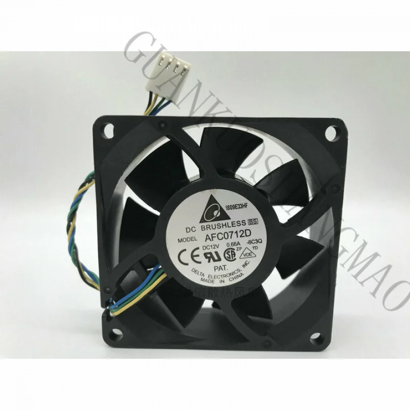 HJY 1pcs Delta fan AFC0712D DC 12V 0.66A 7CM 7025 4-pin CPU fan