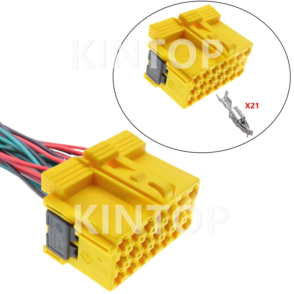 

1 Set 21 Pins AC Assembly Yellow Car Unsealed Connector With Terminal 1-967625-5 967635-1 Automotive Wiring Harness Socket