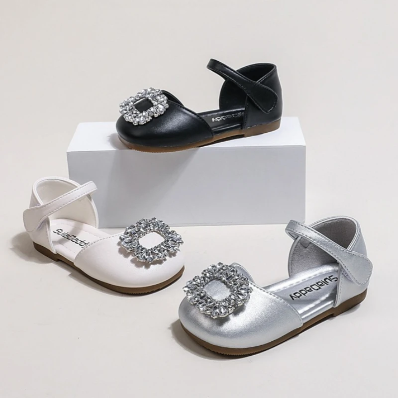 

2026 New Toddler Girl Rhinestone Mary Jane Sandals Wedding Party Kids Dress Shoes Luxury Fashion Children Causal Flat Sandals