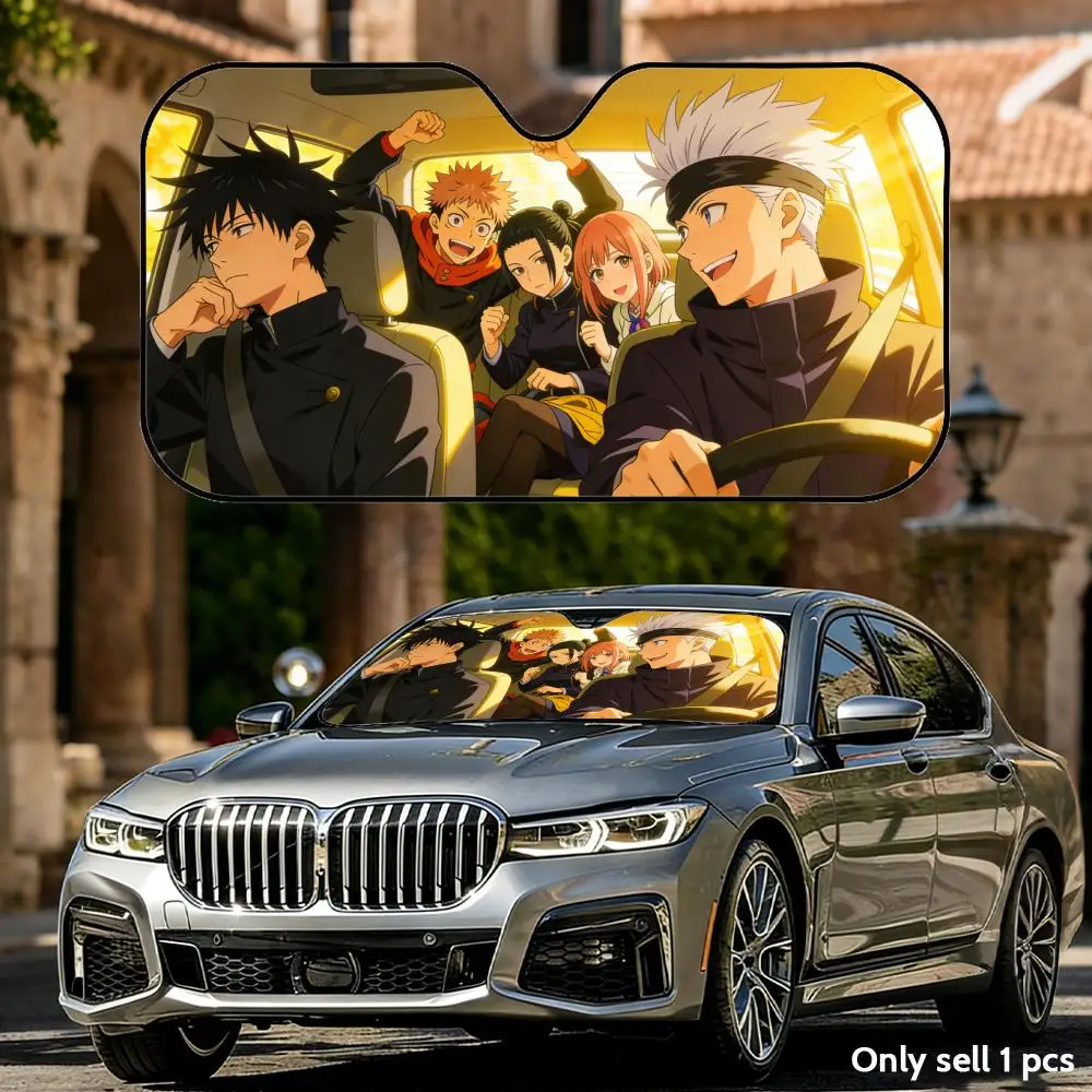 

Anime J-Jujutsu Kaisen Sun Visor Reusable Aluminum Foil Car Windshield Sun Visor UV Protector Heat Insulation Cover Shade