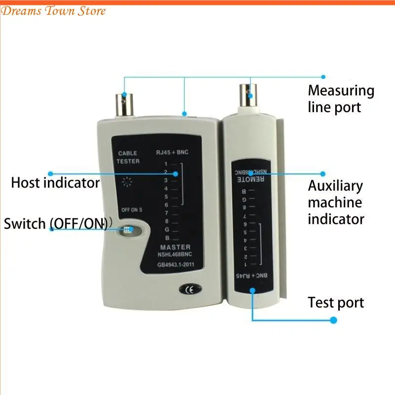 

HX6A RJ45 Cable Tester for Lan Phone RJ45 BNC Line Shielded Wire Ethernet Repair Test