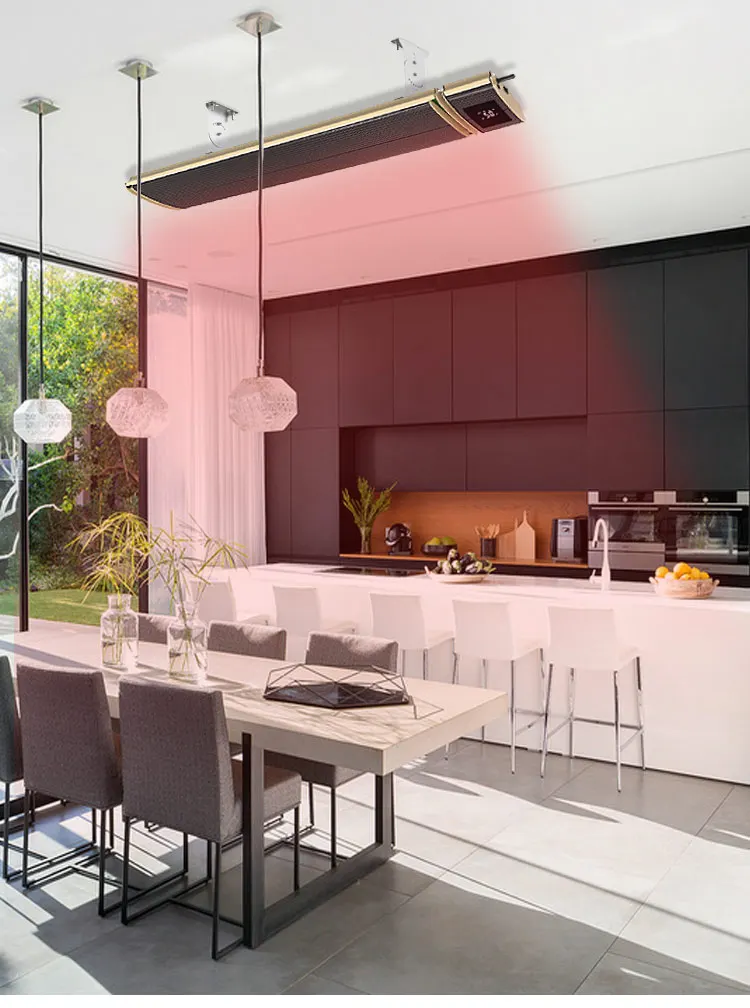 سخان JHheatsup 2.4kw مثبت على الحائط أنيق للتحكم بالواي فاي، سخان مشع بالأشعة تحت الحمراء مع جهاز تحكم عن بعد للمساحة الخارجية