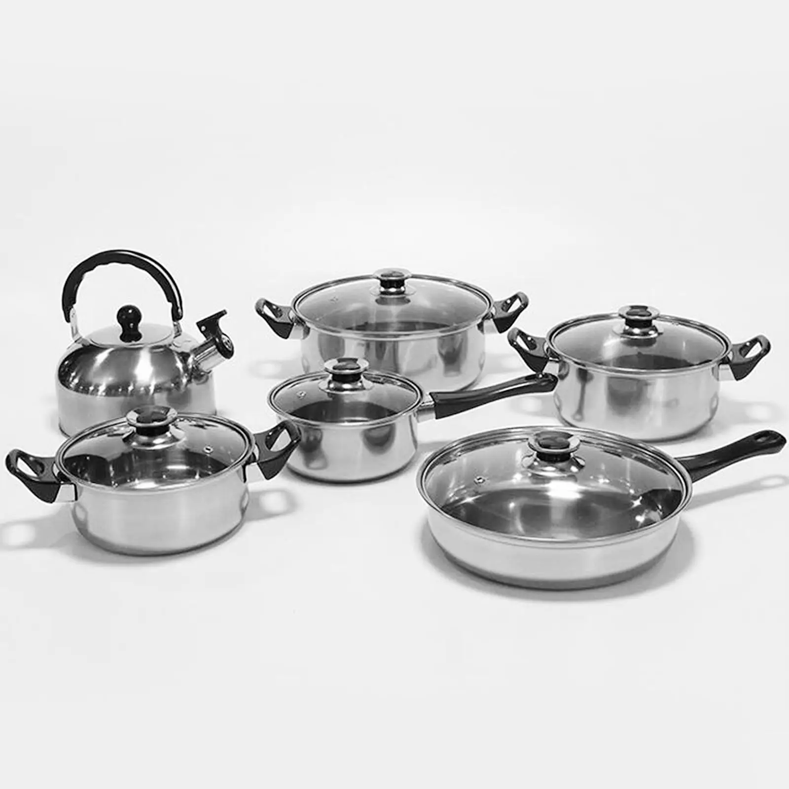 Premium Stainless Steel Cookware Set with Tempered Glass Lid for Home Kitchen