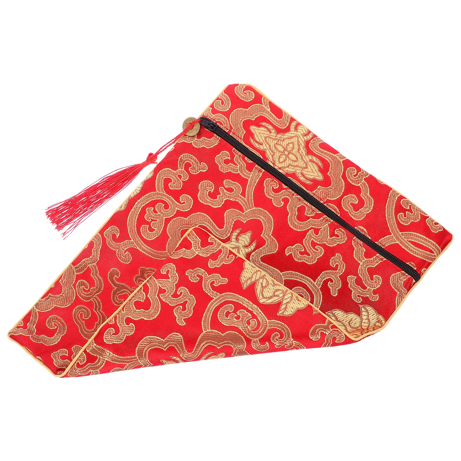 

Scripture Storage Pouch Yellow Silk Dragon Motif 20 by 25 Cm Buddhist Books Bible Quran Organizer Carrier for Sacred Documents