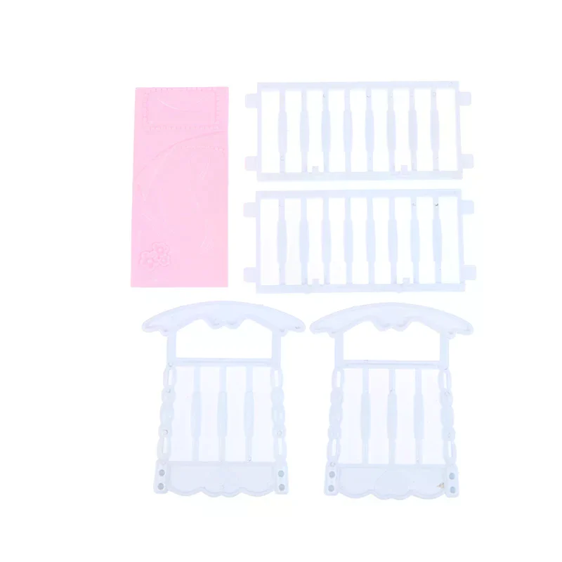 Doll House Light Pink White Baby Doll Shaker Toy Accessories Bed Cradle Crib