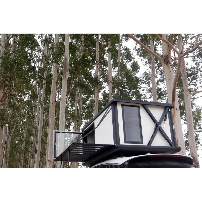 High Quality 2‑4 Person Aluminum Hard Rooftop Tent One Opening With Mattress Off Road Overland Camping Supplies 3