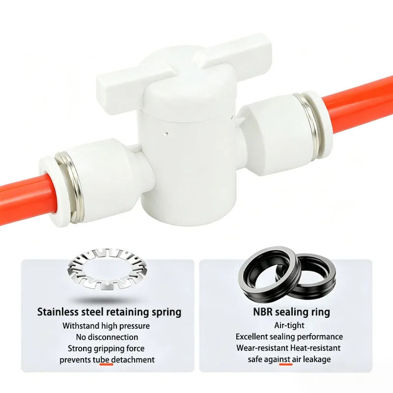 BUC BTC 4mm 6mm 8mm 10mm 12mm Pneumatic Push In Quick Joint Connector Hand Valve To Turn Switch Manual Ball Current-limitig