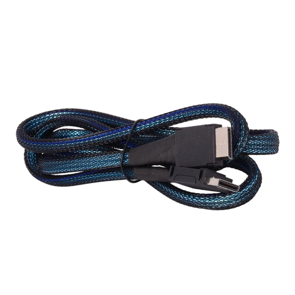 High Speed PCIE 4.0 X4 OCuLink 4i SFF-8611 To SFF8611 Braided Soft Extension Cable GEN4 x4 GPU SSD OCuLink 4X Silver-Plated Wire