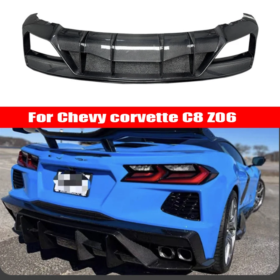 

For Chevy corvette C8 Z06 2020+ Carbon fiber Diffuser rear bumper diffuser spoiler rear lip Shunt Car parts upgrade body kit