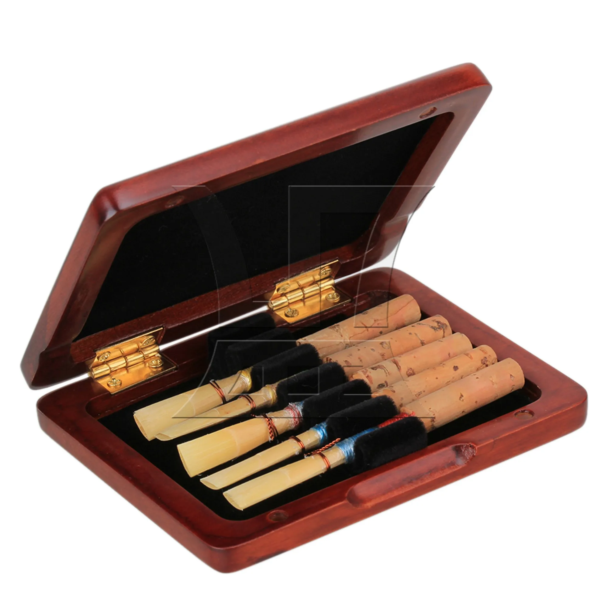 YIBUY Beautiful Wooden Oboe Reeds Box Hold 6 pcs Reeds Strong Reeds Case Red