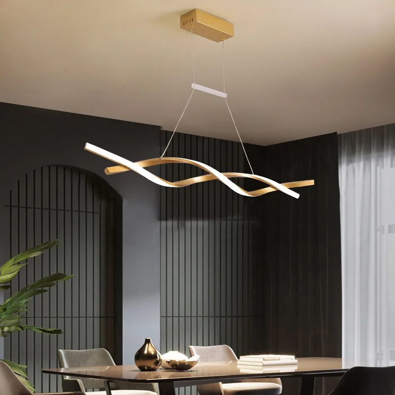 Nordic Restaurant Pendant Light for Modern Dining Room Long Linear Designer Ceiling Lamp with Geometric Patterns Minimalist