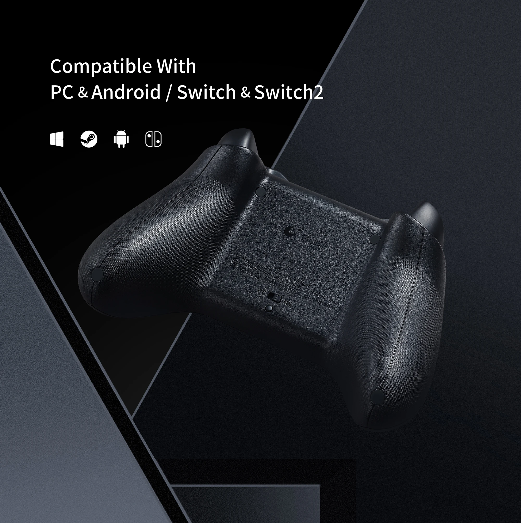 وحدة تحكم GuliKit ES Pro الرياضية الإلكترونية لجهاز نينتندو سويتش 1/2 لوحة ألعاب لاسلكية مع عصا تحكم TMR للكمبيوتر الشخصي الذي يعمل بنظام التشغيل Windows Android iOS macOS