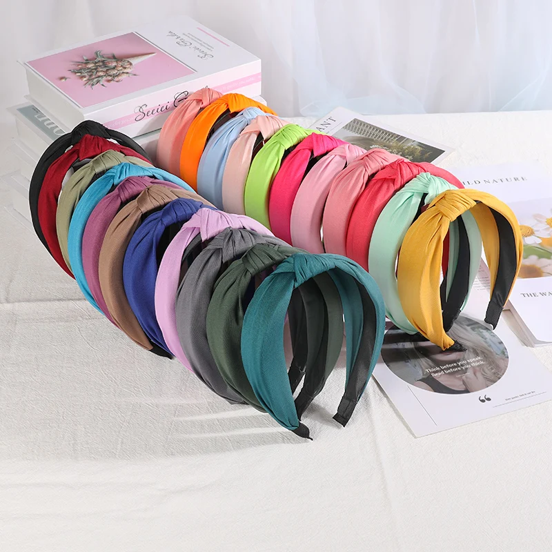 New Headbands for Women Girls Knotted Hair Band Solid Color Hairband Simple Hair Hoop Retro Makeup Headwear Hair Accessories