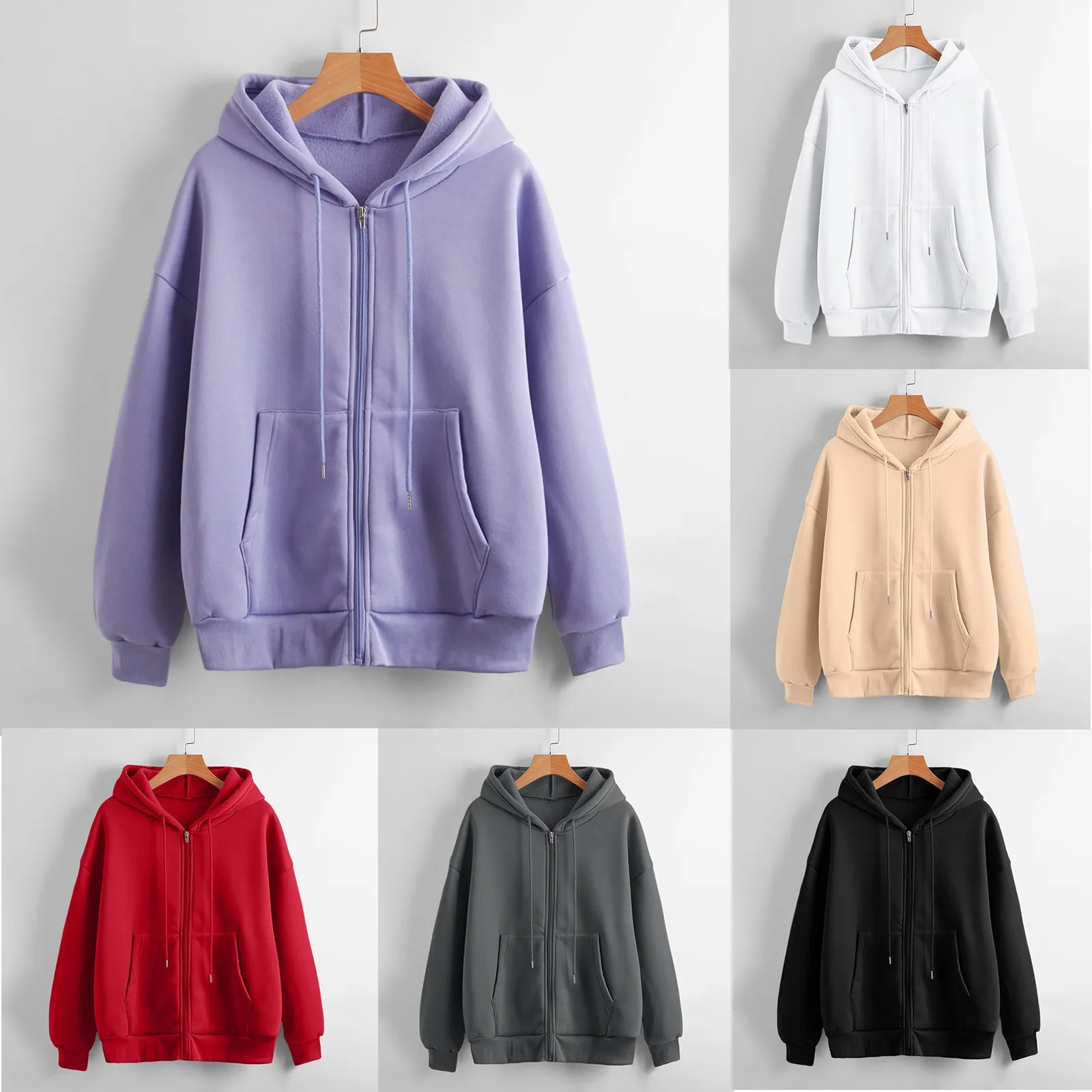 

2024 Autumn New Sweatshirts Casual Street Loose Oversize Zipper Hoodie Hooded Jacket Coat Lazy Women's Spring Versatile Cardigan